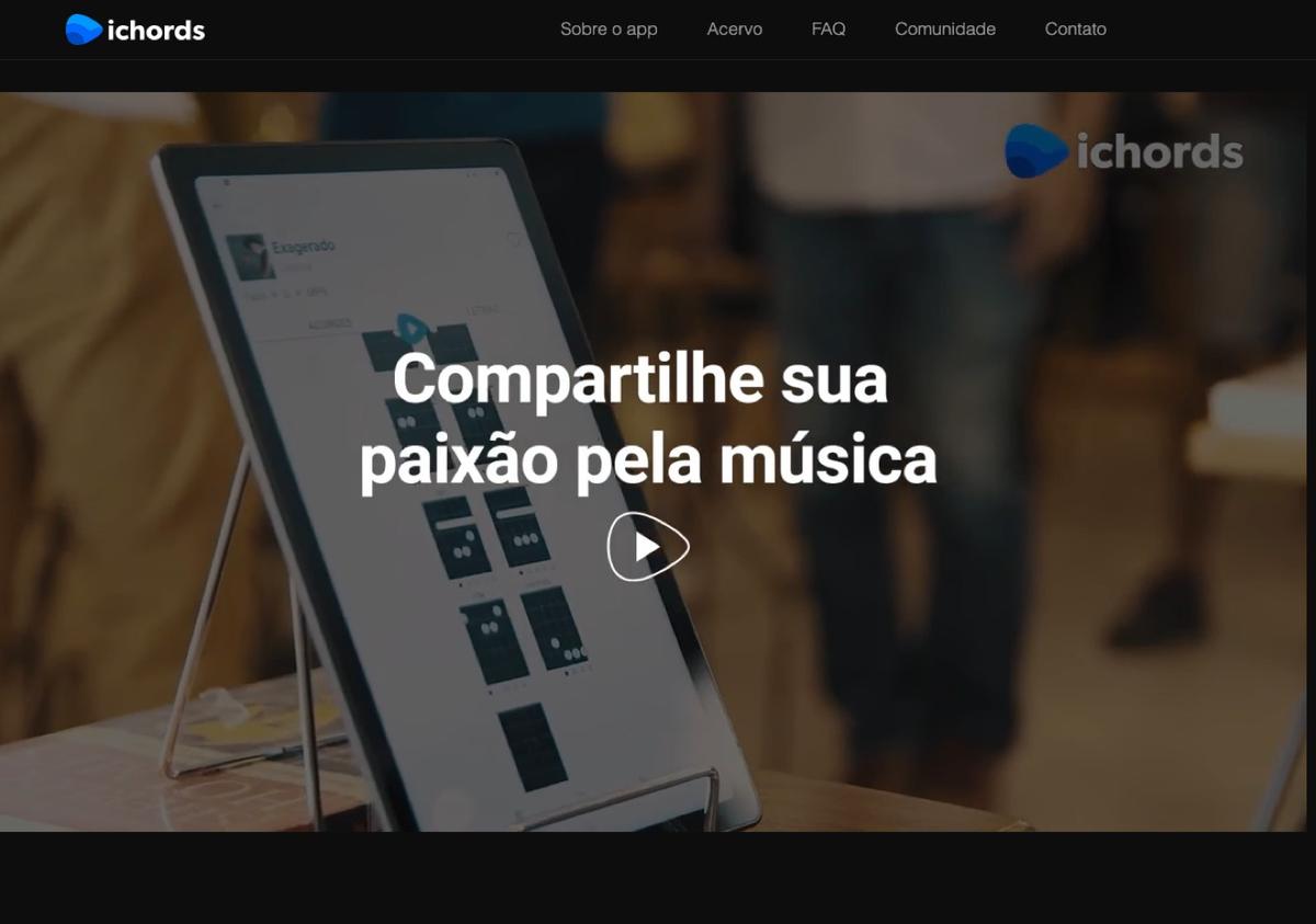 Topo de ichords.app, site próprio do produto (2026)
