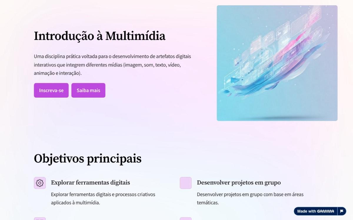 Página da disciplina