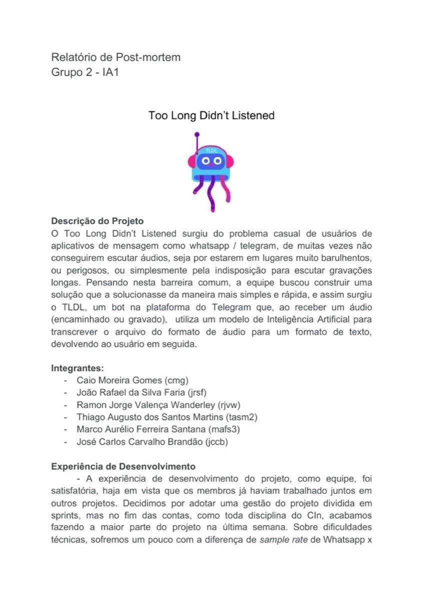 Relatório do TLDL